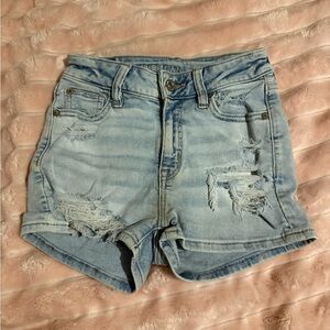 American Eagle Outfitters Light Blue Distressed Jean Shorts